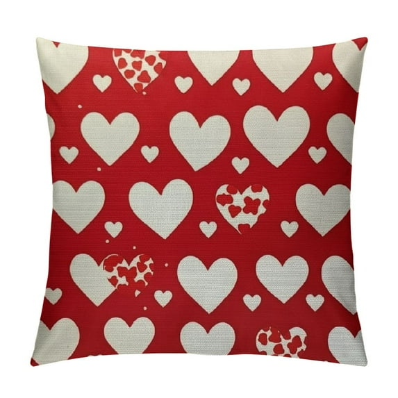 PIKWEEK Valentines Pillow Covers, Red Love Heart Decorative Throw Pillows for Couch, Valentine's Day Anniversary Outdoor Decor Pillowcase Cushion Cover for Bed Sofa
