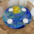 thumbnail image 1 of Wuche Van Gogh Starry Sky Round Fitted Tablecloth Blue Sky Glowing Moon Abstract Impressionist Paintings Elastic Edge Tablecloth Waterproof Oilcloth Table Cover, 1 of 7
