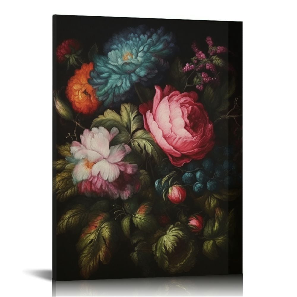 PIKWEEK Vintage Retro Floral Wall Art Dark Academia Floral Vintage ...