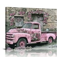 thumbnail image 1 of PIKWEEK Vintage Truck Picture Wall Decor - Farmhouse Wall Art, Pink Truck And Flowers Canvas Print For Home Decor, Modern Rustic Landscape Painting, Barn Artwork Framed For Living Room Wall Decor, 1 of 5