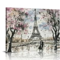 thumbnail image 1 of Wuche Visual Art Deco Pink Abstract Paris Canvas Painting Printed Wall Art Romantic Couple Cherry Blossom Canvas Painting Posters And Prints Wall Art Pictures for Living Room Bedroom Decor, 1 of 5