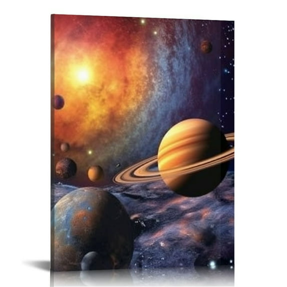 PIKWEEK Wall Art for Bedroom - Outer Space Canvas Wall Art Universe Posters and Prints Artwork for Office Wall Décor Planet Pictures Kids Wall Art for Boys Bedroom Decorations
