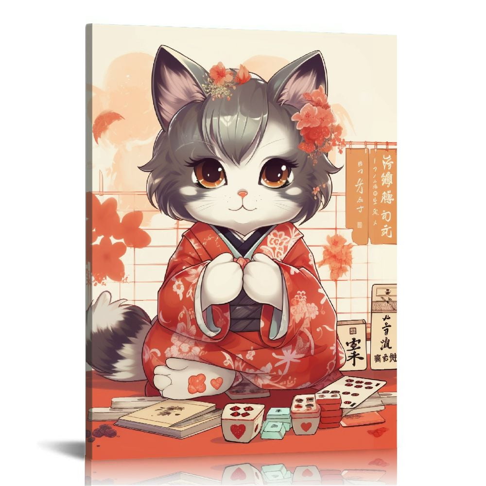 PIKWEEK Wall Art Prints Japanese Cat Posters Japan Wall Decor Cat ...