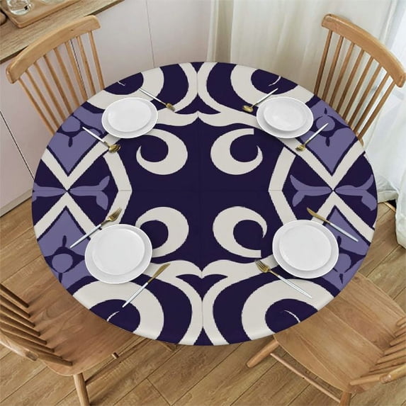PIKWEEK Washable for Home Kitchen Outdoor Decoration Round Tablecloth White