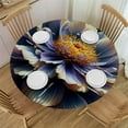 thumbnail image 1 of PIKWEEK  Watercolor Blue Floral Round Fitted Tablecloth  Fitted Table Cloth for Round Table Waterproof Wipeable Round Elastic Table Cloth Circular Table Cover with Elastic Edge, 1 of 7