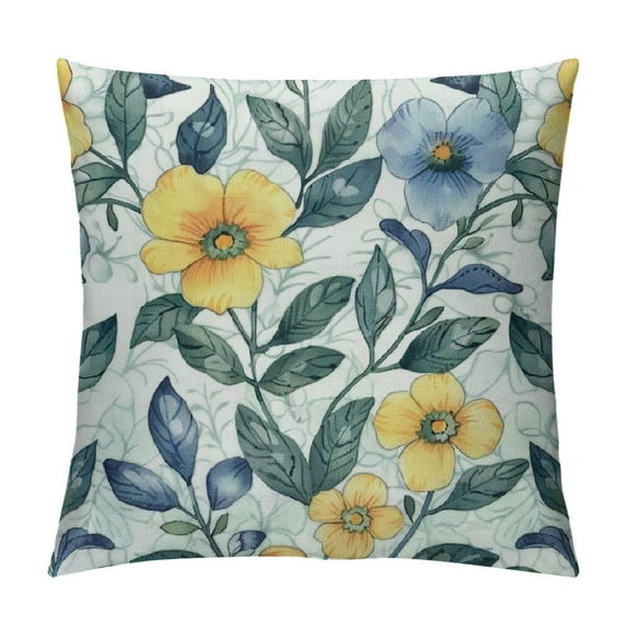 Wuche Watercolor Blue Yellow Flowers Pillowcases Seamless Pattern Pillow Case Decorative Throw Pillow Cover for Home Sofa Office Multiple specifications