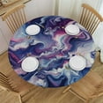 thumbnail image 1 of PIKWEEK Watercolor Marble Purple Fitted Round Table Cover with Elastic Protector Table Kitchen Dinner Waterproof Oil-Proof Tablecloth, 1 of 7