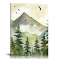 thumbnail image 1 of PIKWEEK Watercolor Mountain Landscape Wall Art Mountain Forest Wall Canvas Green Watercolor Print Forest Green Abstract Painting Green Landscape Picture Watercolor Landscape Poster Decor, 1 of 5