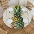 thumbnail image 1 of PIKWEEK Watercolor Pineapple Spring Summer Holiday Home Decoration Round Tablecloth with Elastic Edge White, 1 of 8