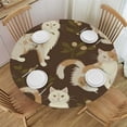 thumbnail image 1 of PIKWEEK  White Cat Seamless Cute Pattern Fitted Round Tablecloth Waterproof Table Cloth with Elastic Edge Wipe Clean Table Cover for Indoor Outdoor White, 1 of 7