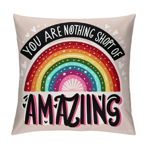 Wuche You are Nothing Short of Amazing Decorative Pillowcase Throw Pillow Cover, Motivational Encouragement Rainbow for Sofa Bed Room Home Bohemia Decor Multiple specifications