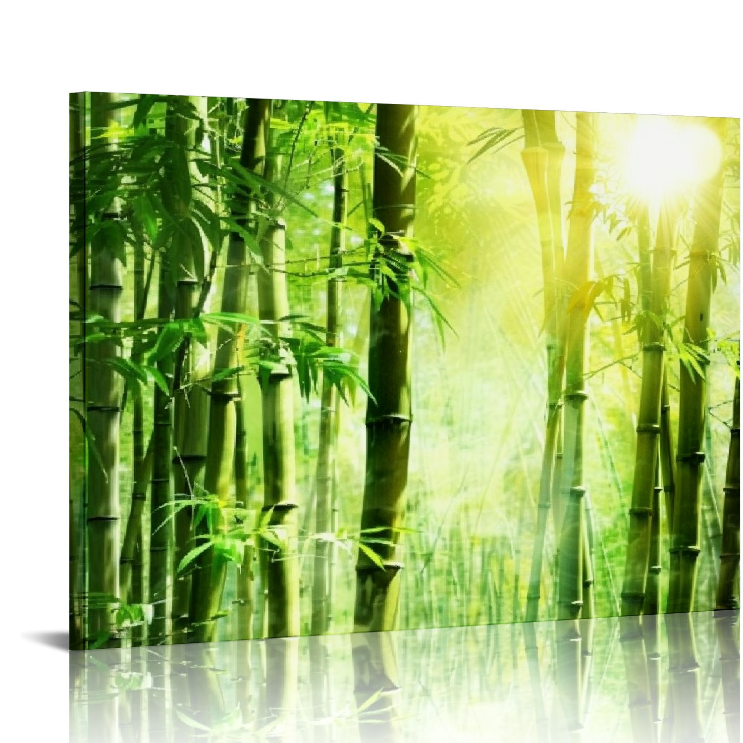 Tableau Canvas Abstrait Zen Misty Sun Enso Pines - Paysage Apaisant, Décoration Murale