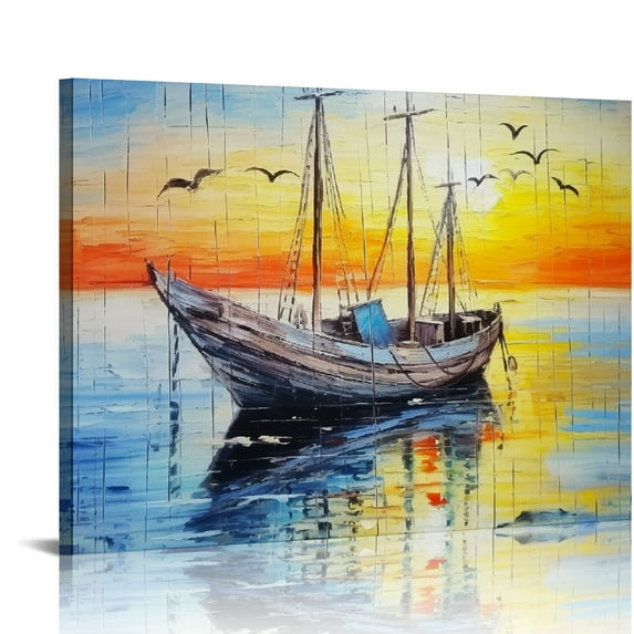 Wuche abstract Wall Art for Living Room family kitchen Bedroom Decoration bathroom Wall decor sea ship scenery Farmhouse watercolor paintings office Canvas Pictures Artworks modern Home wall