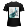 thumbnail image 1 of PIKWEEK  peacock blue animal painting beauty, designed shirt, artistic display, T-shirt lover gift casual breathable men, women, boys, girls, children Black, 1 of 4