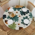 thumbnail image 1 of PIKWEEK s Leaves Fitted Round Tablecloth with Elastic Edge Waterproof Table Cover Table Cloths Modern Tables Decoration for Dining Table,Picnic,Party, 1 of 7