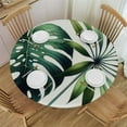 thumbnail image 1 of PIKWEEK with Elastic Edge Green Tropical Leaves Monstera Palm Leaf Botanical Plant Spring Summer Round Tablecloth White, 1 of 8
