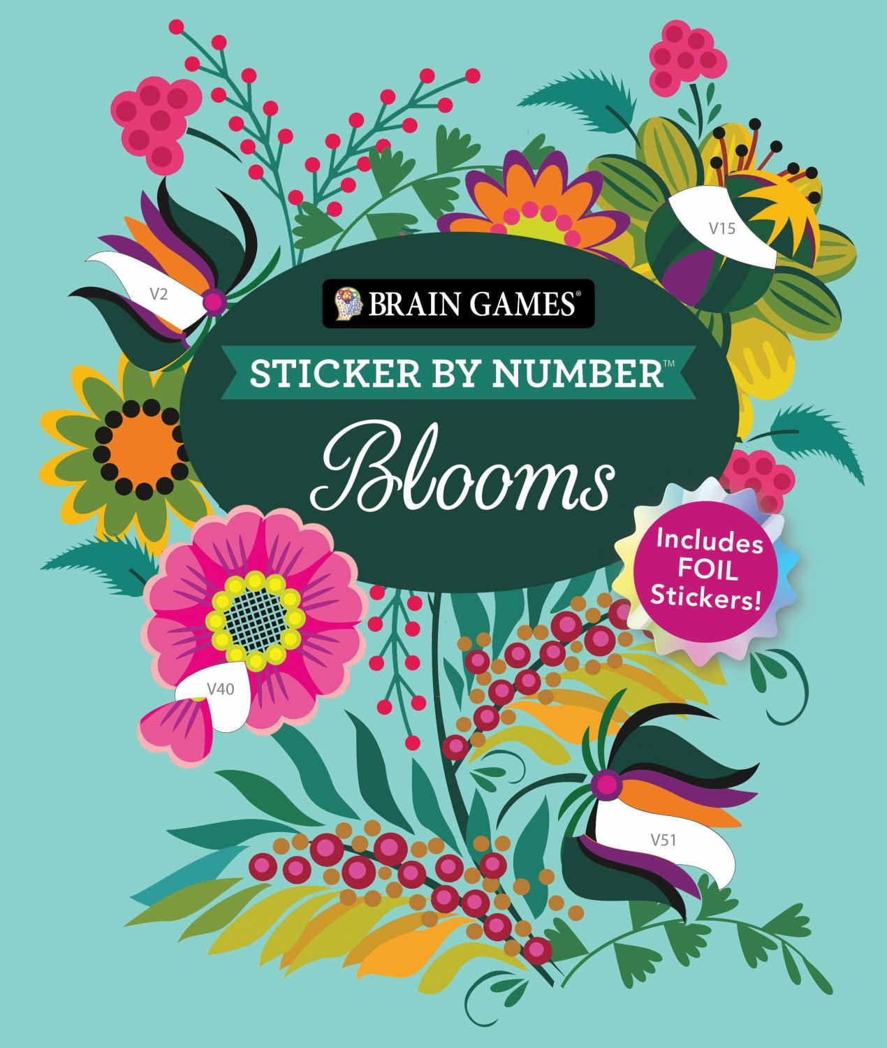 PIL EDITED: Brain Games - Sticker by Number: Blooms: Includes Foil ...