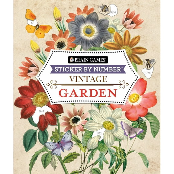 PIL EDITED: Brain Games - Sticker by Number - Vintage: Garden, 104 pages (Paperback)