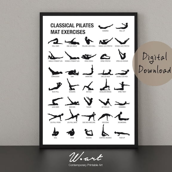 PILATES POSTER , Pilates Art able, Pilates Workout Chart, Pilates Studio Decor, Pilates Print, Pilates, Unframed Paper Poster 8x10in