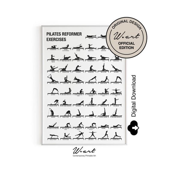 PILATES REMER POSTER , Pilates Art able, Pilates Workout Chart, Pilates Studio Decor, Pilates, Unframed Paper Poster 8x10in