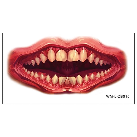 PILE Halloween Home Decor 2023 New Halloween Prank Makeup Temporary Halloween Clown Horror Mouth Stickers Removable And Realistic Temporary Kit, Halloween Makeup Props