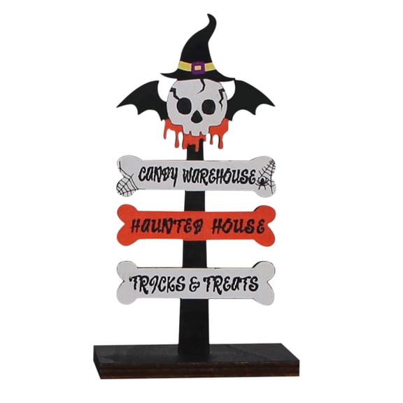 PILE Halloween Home Decor Halloween Decorations Scary Wooden Ornaments Ghost Festival Desktop Decoration Party Decoration Supplies