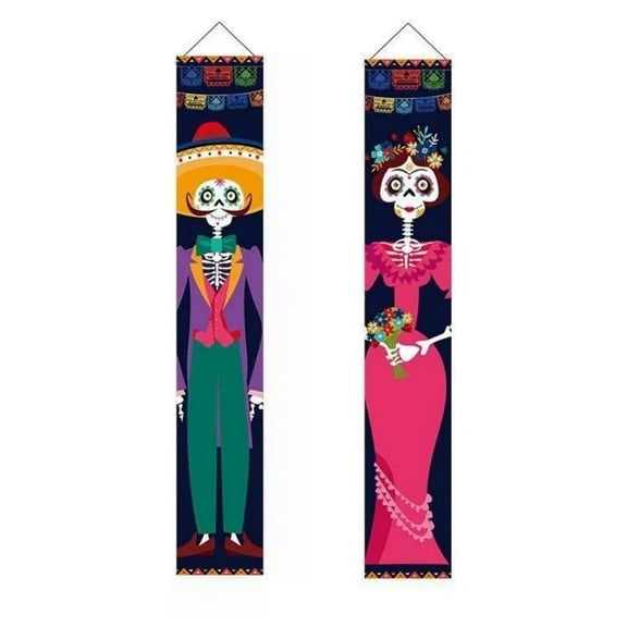 PILE Halloween Home Decor Halloween Door Decoration Outdoor Porch Hanging Banner In The Dark Flag180cmx30cm