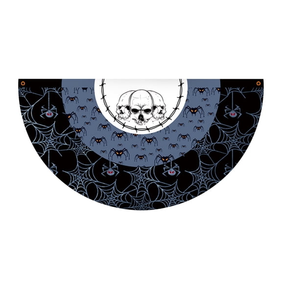 PILE Halloween Home Decor Halloween Fan-shaped Flag Hanging Flag 45*90cm Halloween Decoration Half- Flag