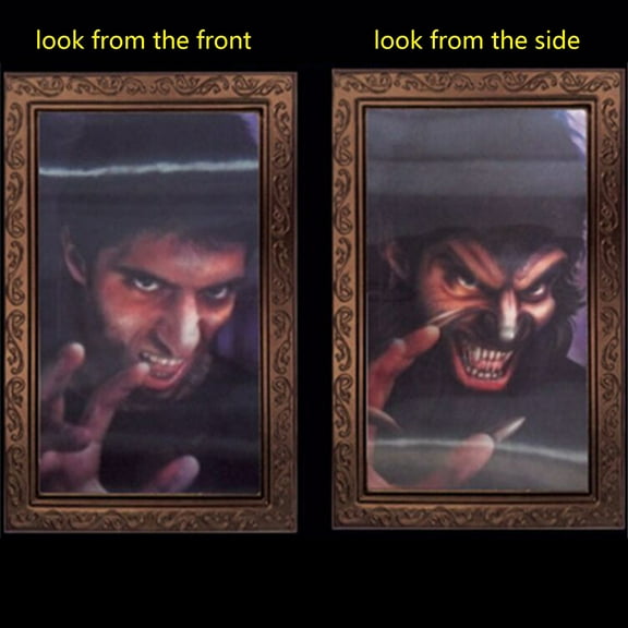 PILE Halloween Home Decor Horror Picture Frame Lenticular 3D Changing Face Scary Portraits Haunted Spooky