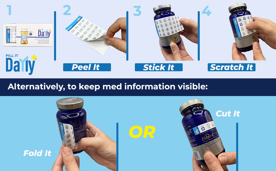 PILL IT DaYly Scratch Off Stickers Daily Pill Reminder Medication