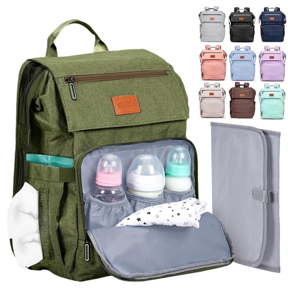 PILLANI Baby Diaper Bag Backpack - Large Bag for Boys & Girls, Waterproof Diaper Backpack - Travel Diaper Bags w/Changing Pad Baby Registry Search & Shower Gifts - Essentials Must Haves Newborn Stuff