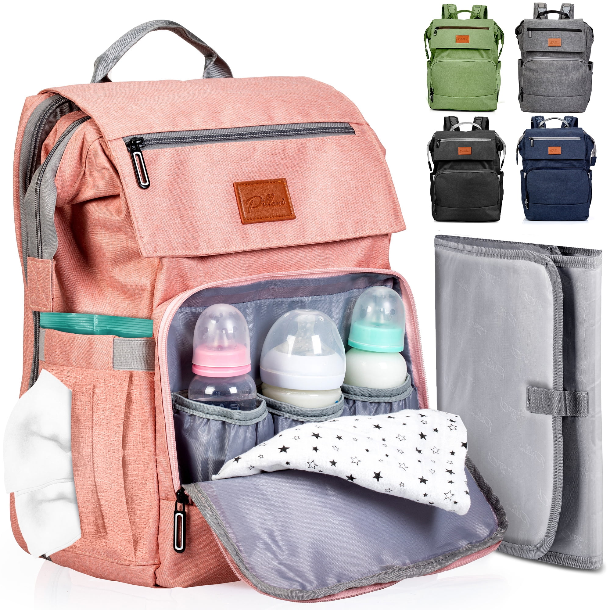 PILLANI Baby Diaper Bag Backpack Baby Bag for Boys Girls Diaper Backpack Large Travel Diaper Bags w Changing Pad Baby Registry Search Shower Gifts Newborn Essentials Items