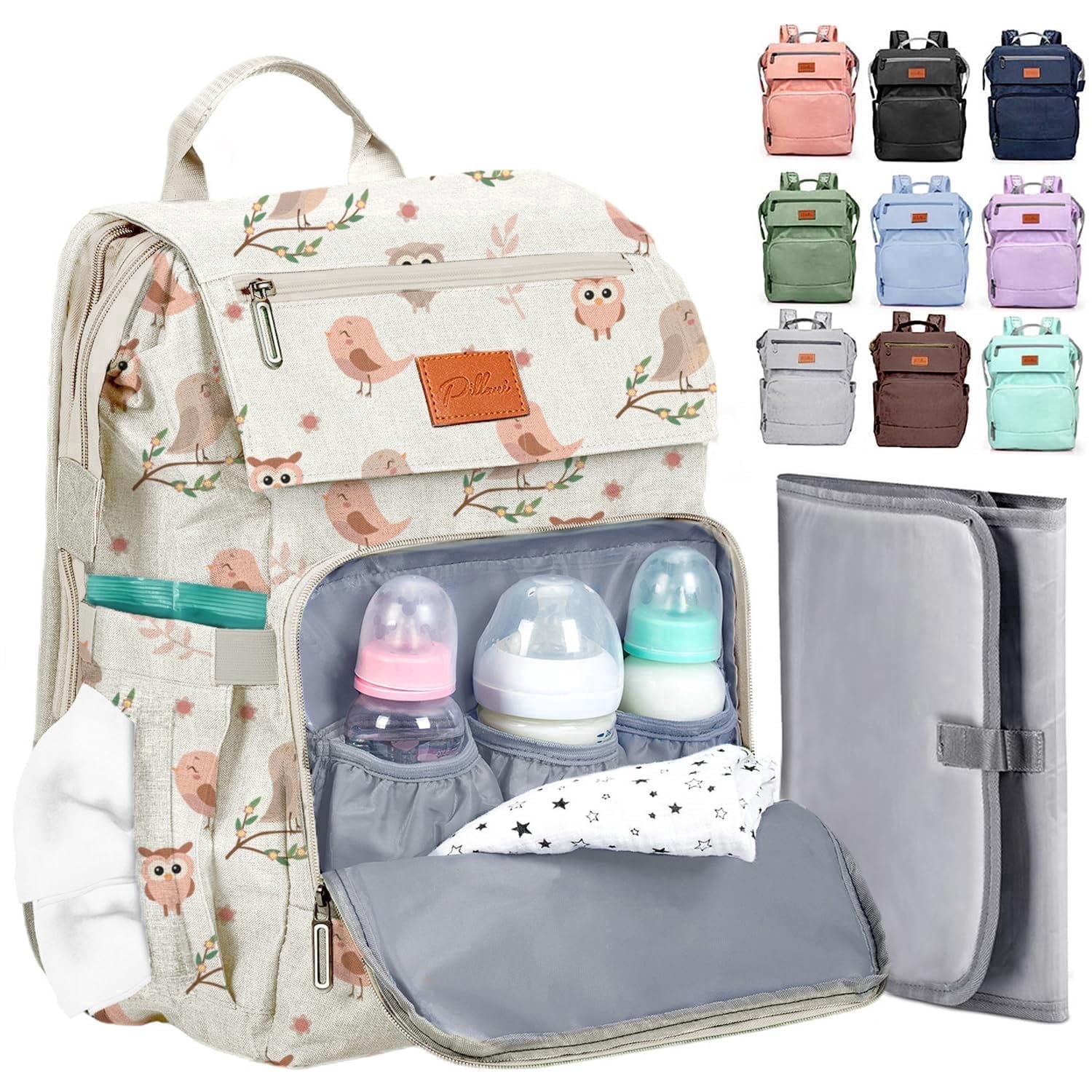 PILLANI Baby Diaper Bag Backpack - Large Bag for Boys & Girls, Waterproof Diaper Backpack - Travel Diaper Bags w/Changing Pad, Baby Registry Search & Shower Gifts - Essentials Must Haves Newborn Stuf