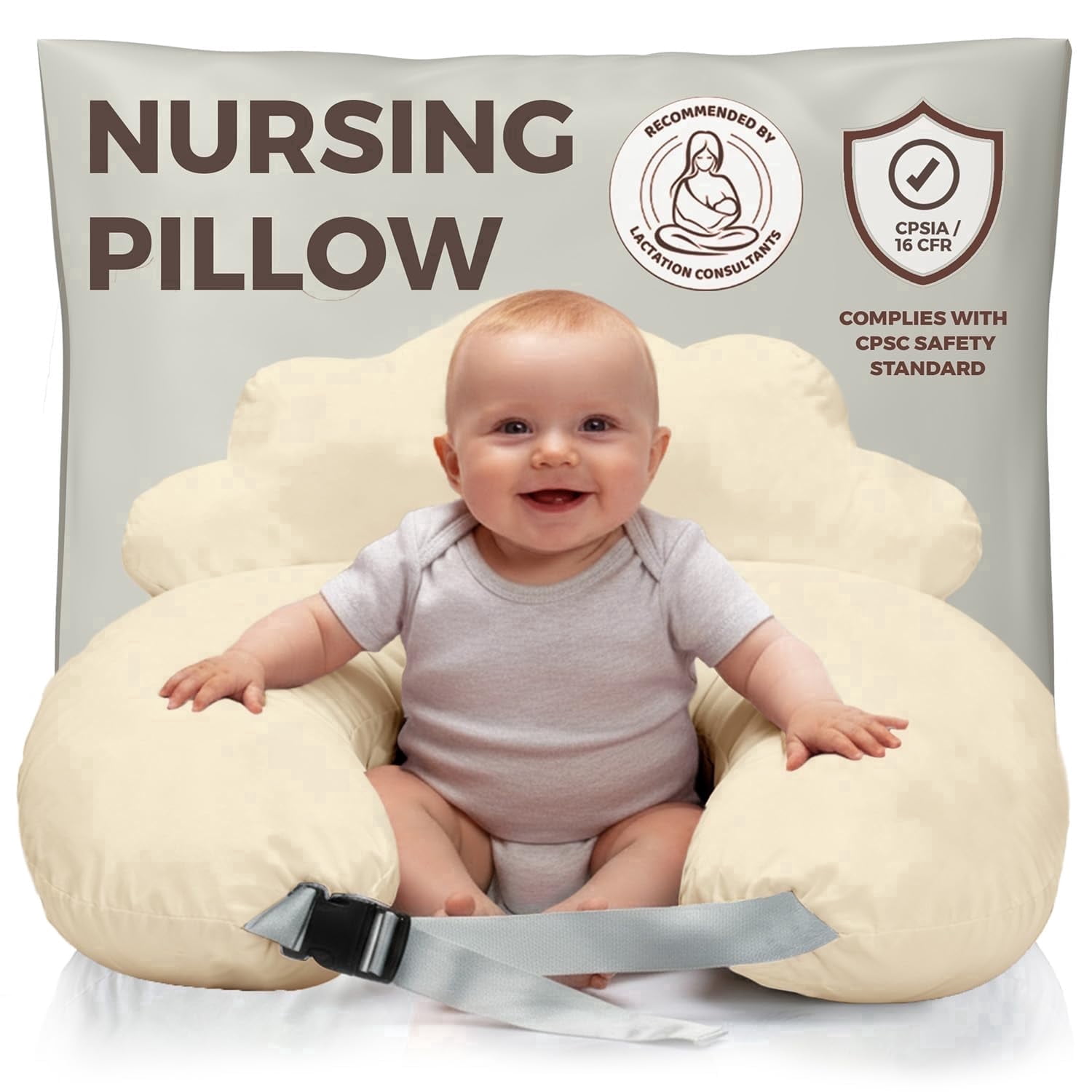 PILLANI Nursing Pillow for Breastfeeding, Breast Feeding Pillow for Mom & Baby Comfort, Baby Registry Search, Removable Cotton Cover, Adjustable Waist Strap, Baby Pillow, Newborn Pillow Supplies