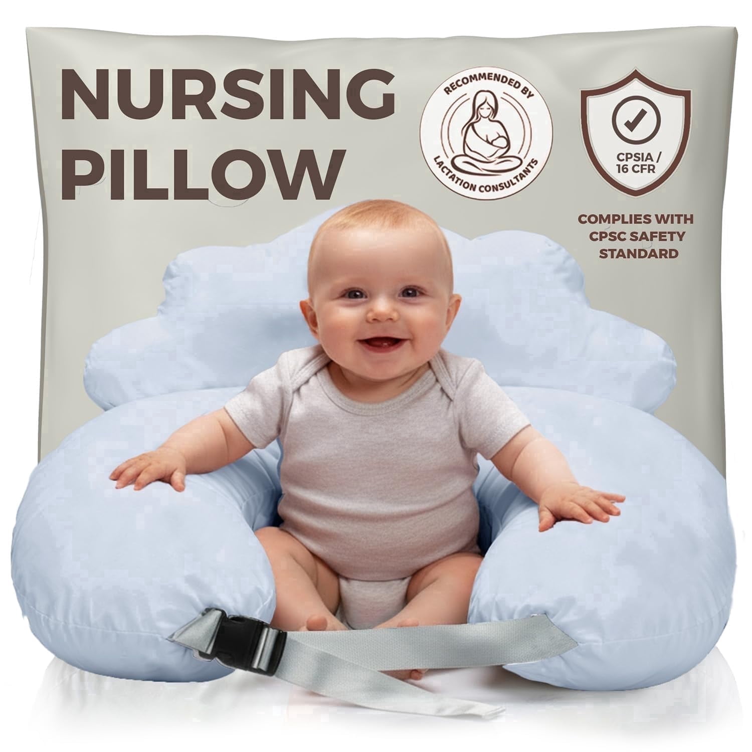 PILLANI Nursing Pillow for Breastfeeding, Breast Feeding Pillow for Mom & Baby Comfort, Baby Registry Search, Removable Cotton Cover, Adjustable Waist Strap, Baby Pillow, Newborn Pillow Supplies