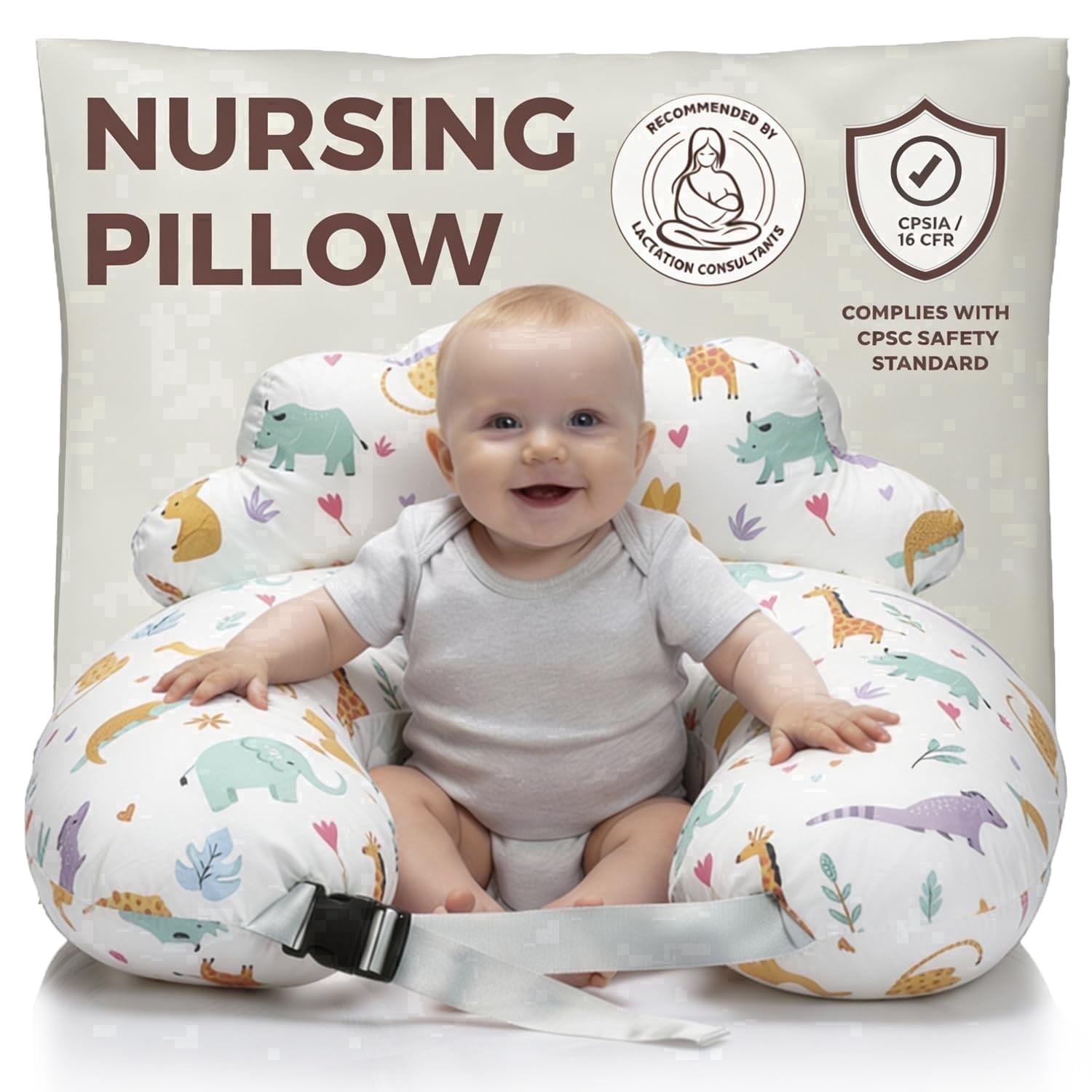 PILLANI Nursing Pillow for Breastfeeding, Breast Feeding Pillow for Mom & Baby Comfort, Baby Registry Search, Removable Cotton Cover, Adjustable Waist Strap, Baby Pillow, Newborn Pillow Supplies