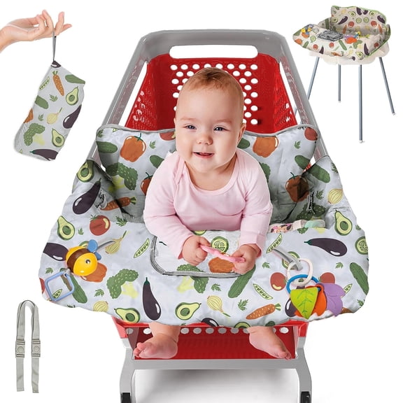 PILLANI Shopping Cart Cover for Baby, High Chair Cover for Restaurant Seat - Grocery Cart Cover for Baby Girl and Boy, Comfortable Cotton Buggy Covers for Babies - Padded Toddler Shopping Cart Cover