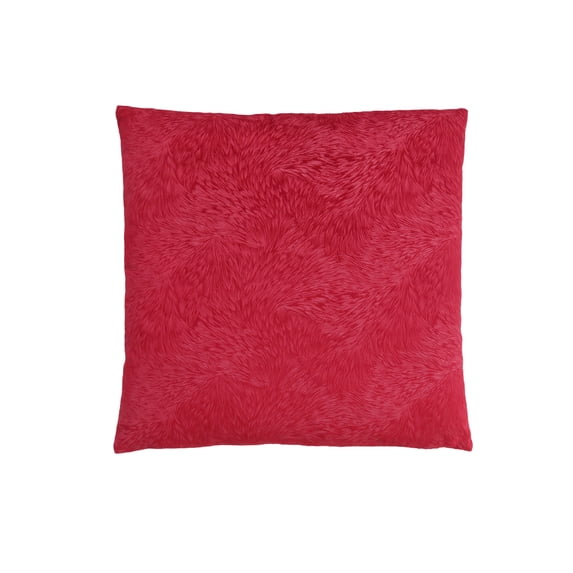 PILLOW - 18"X 18" / RED FEATHERED VELVET / 1PC