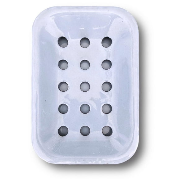 PILLOWPIA Enamel Hydrangea Blue Steel Soap Dish – 2-Piece Decorative, Rust-Resistant Bathroom Accessory