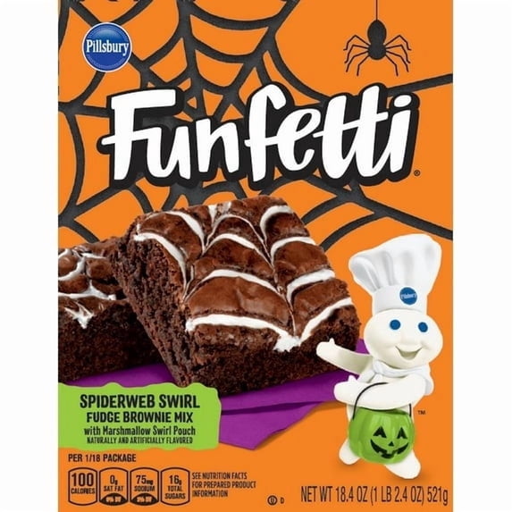 PILLSBURY FUNFETTI 18.4OZ SPIDERWEB SWIRL FUDGE BROWNIE MIX - 3pack