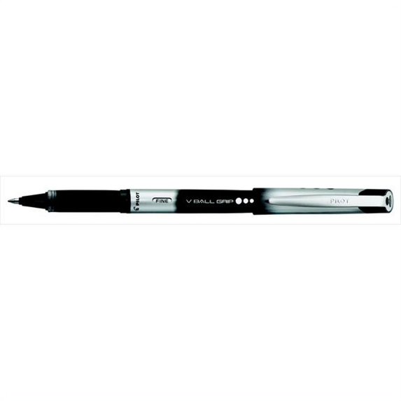 PILOT 089439 V-Ball Grip Liquid Ink Non-Refillable Rollerball Pen, 0.7 Mm. Fine Tip, Black Ink And Barrel