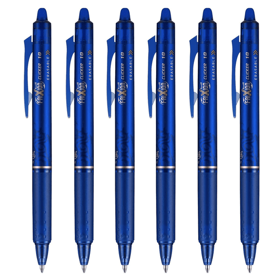 PILOT FriXion Clicker Erasable Gel Pens, Bold Point 1.0mm, Blue Ink, 6-Pack