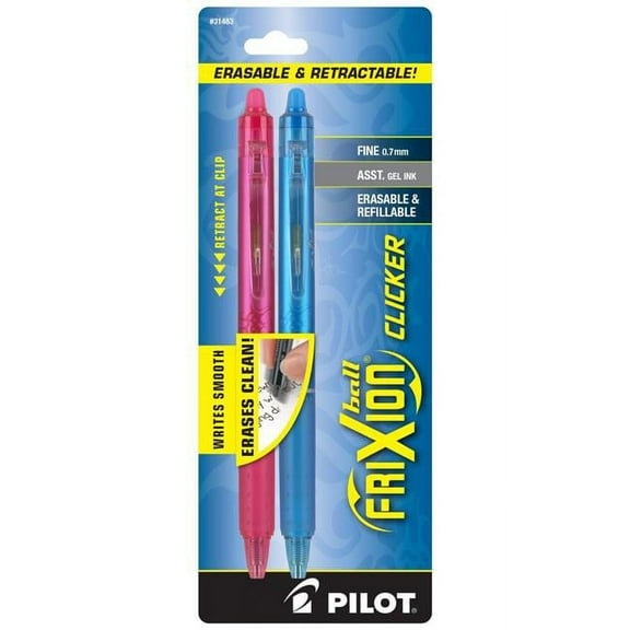 PILOT FriXion Clicker Erasable, Refillable and Retractable Gel Ink Pens, Fine Point, Assorted Color Inks