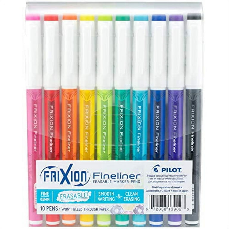 Pilot FriXion Fineliner Erasable Marker Pens, Fine Point, Assorted Color Inks, 10-Pack Pouch (13902) Assorted Colors