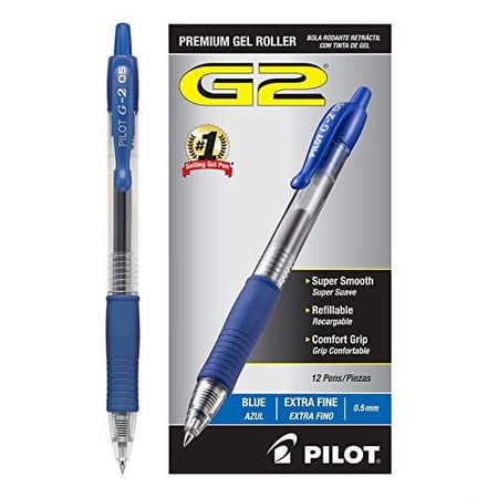 PILOT G2 Premium Refillable & Retractable Rolling Ball Gel Pens, Extra Fine Point, Blue Ink, 12-Pack 31003