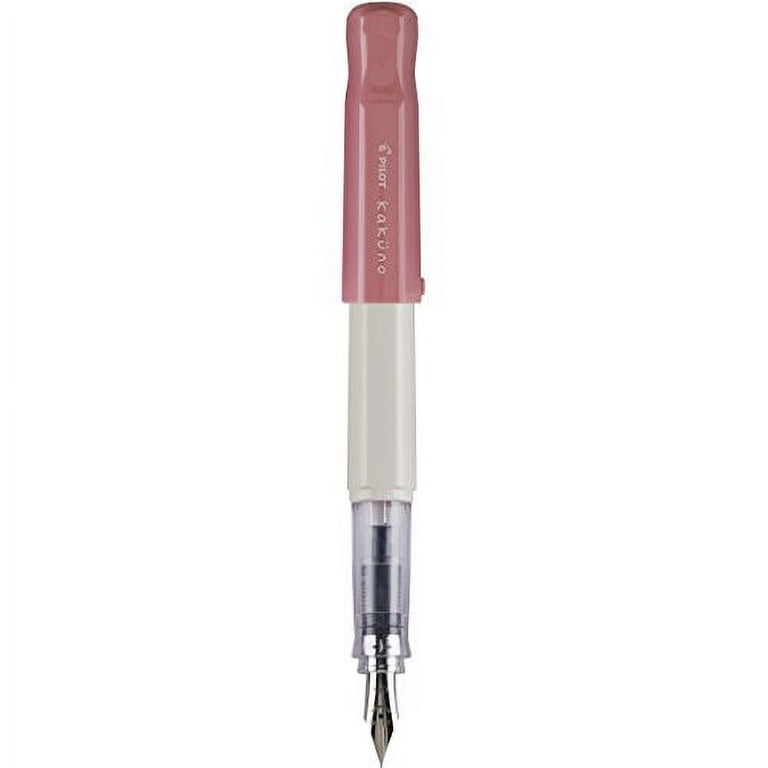 PILOT Kakuno Fountain Pen, White/Pink Barrel, Fine Nib (90122