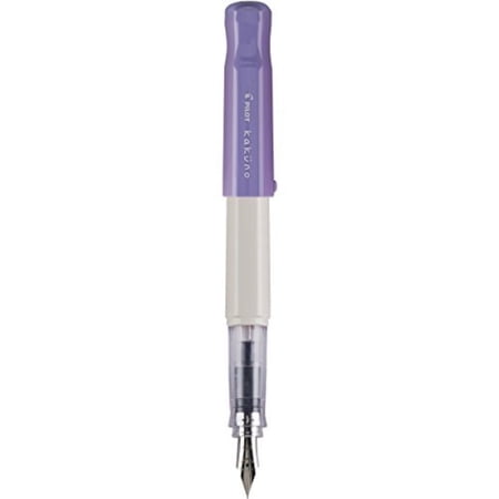 PILOT Kakuno Fountain Pen, White/Purple Barrel, Fine Nib (90123)