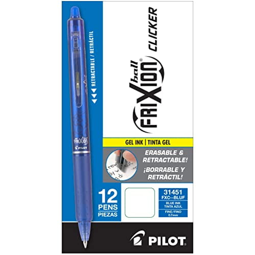 Pilot FriXion Clicker Erasable Gel Pen, 0.7 mm Fine Tip, Turquoise, 12 Pack