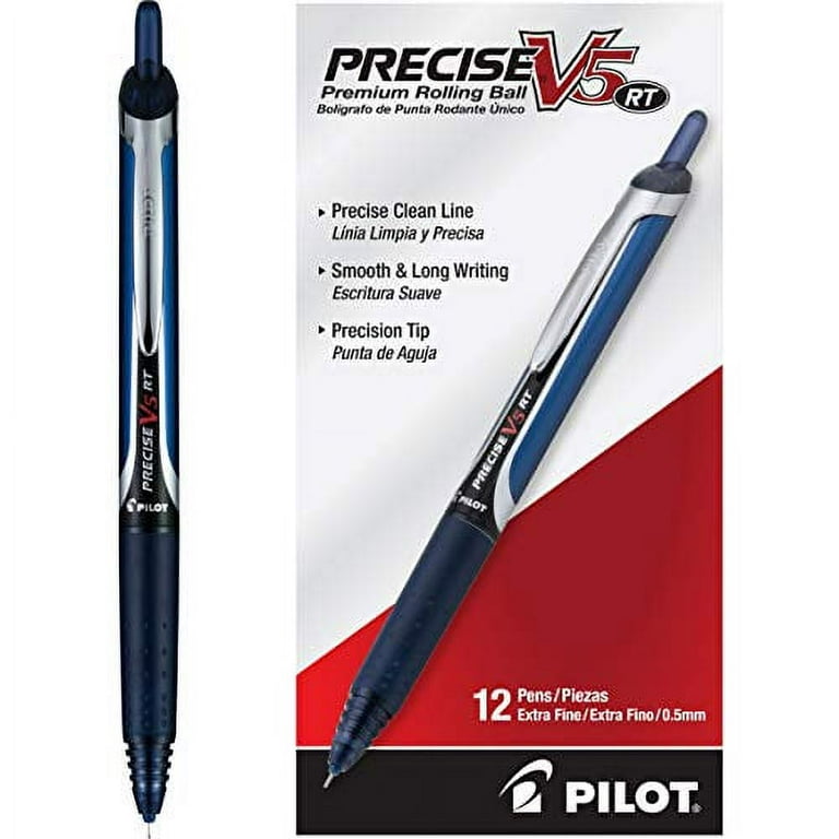 PILOT Precise V5 RT Refillable & Retractable Liquid Ink Rolling Ball Pens,  Extra Fine Point (0.5mm) Navy Ink, 12-Pack (13447)