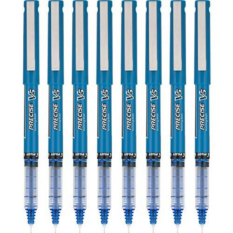 PILOT Precise V5 Stick Liquid Ink Rolling Ball Stick Pens, Extra Fine Point  (0.5mm) Blue, 8-Pack (15325) 